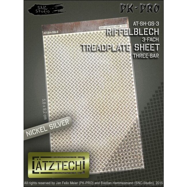 Ätztech Ätztech Treadplate Sheet 3 Bar - Photo-Etch - AT-SH-GS-3