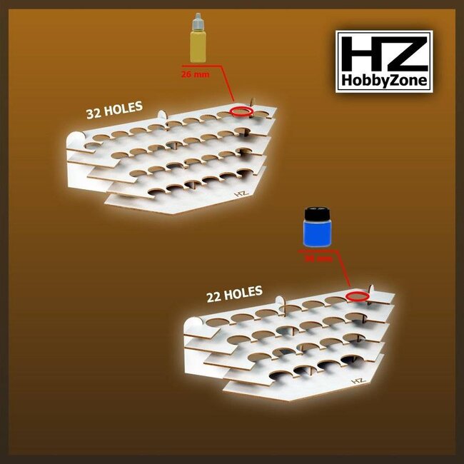 Hobbyzone Hobbyzone Corner Paint Stand - 26mm paint rack jars - S1Ns