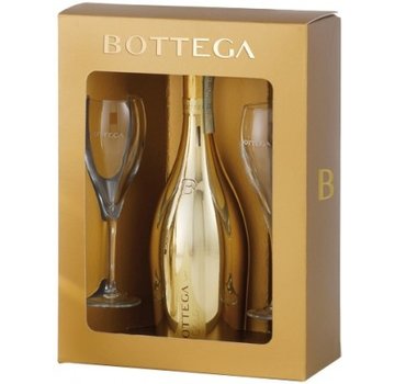 Bottega Bottega Gold Prosecco  with 2 flutes - in Gift Box