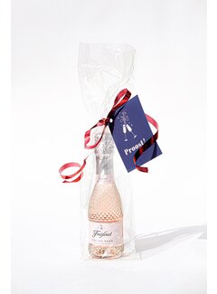 Freixenet Mini flesje prosecco Freixenet Rose in folie met een gepersonaliseerd A7 kaartje