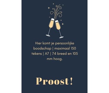 Kaartje A7 Proost met gepersonaliseerde tekst