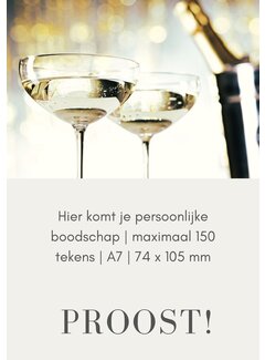 Kaartje A7 - Champagnecoupe - met gepersonaliseerde tekst