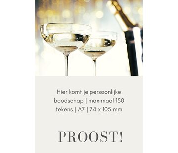 Kaartje A7 - Champagnecoupe - met gepersonaliseerde tekst