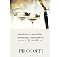 Kaartje champagne coupe met gepersonaliseerde tekst | A7 eenzijdig fullcolor