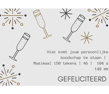 Kaartje A6 - Gefeliciteerd - met gepersonaliseerde tekst