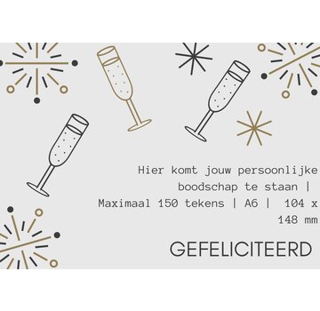Kaartje A6 - Gefeliciteerd - met gepersonaliseerde tekst