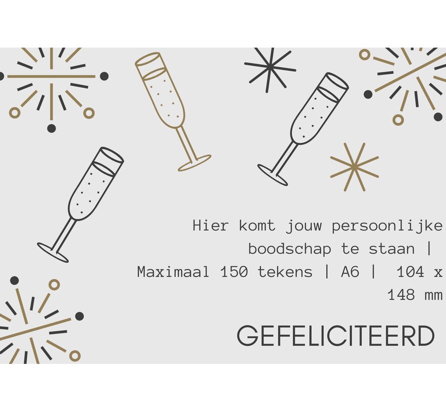 Kaartje - Gefeliciteerd - met gepersonaliseerde tekst | A6 eenzijdig fullcolor