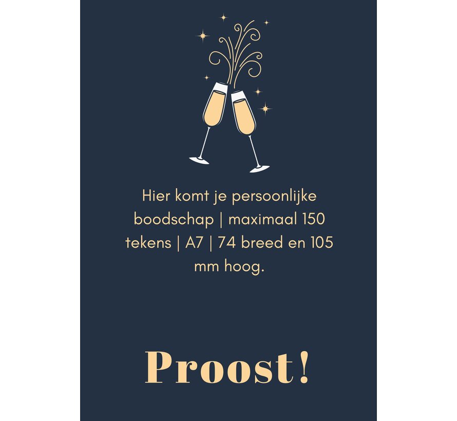 Feestelijk pakket | Prosecco Bottega Gold in folie met een gepersonaliseerd A7 kaartje | 6 pakketjes