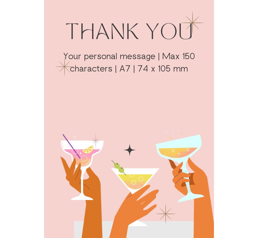 Kaartje Bedankt met gepersonaliseerde tekst | A7 eenzijdig fullcolor