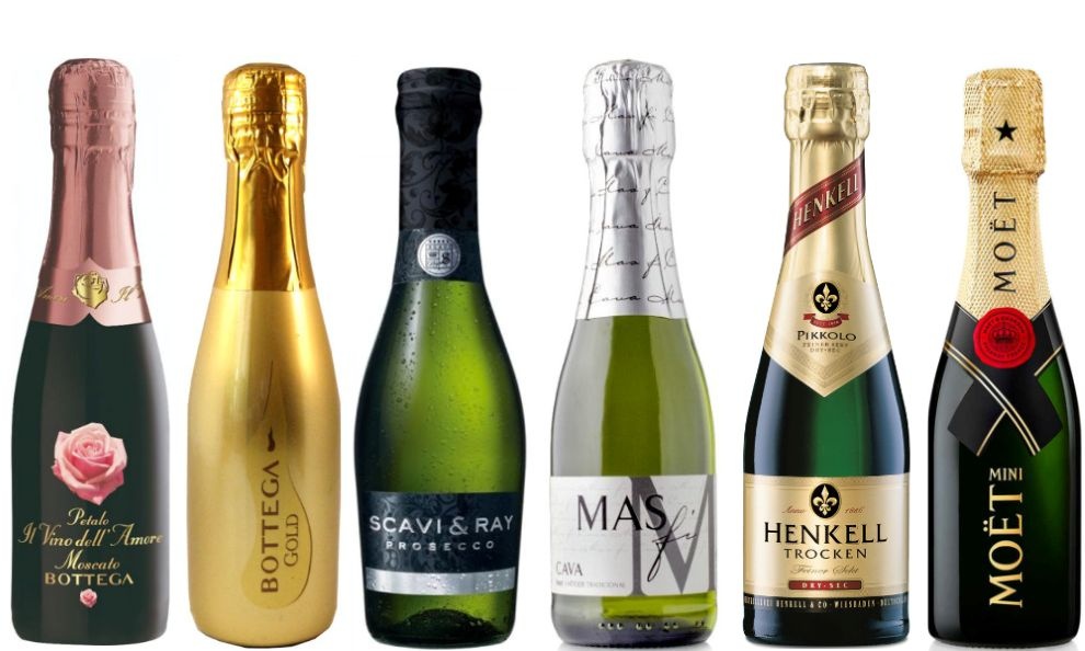 Kleine flesjes bubbels