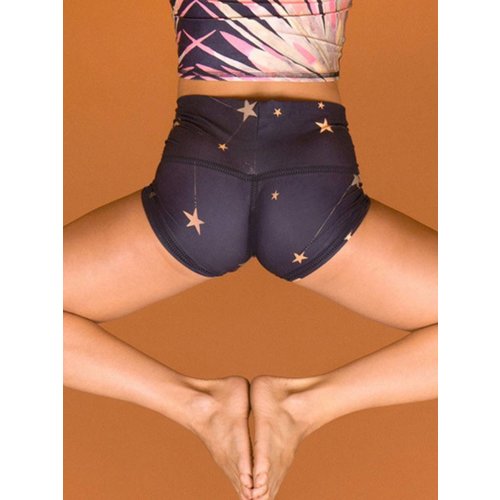 Teeki Yogakleding Great Star Nation Black (Black Thread) - Yoga Sun Shorts (S) Teeki Yogakleding Great Star Nation Black (Black Thread) - Yoga Sun Shorts (S)