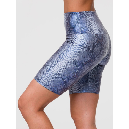 Onzie Yoga Wear High Rise Short - Snake Foil Blue Mamba