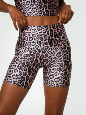 Onzie Yoga Wear High Rise Mini Short - 5 inch - Leopard (XS)