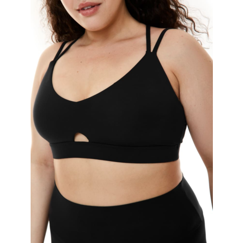 K-DEER K-DEER Recycled Soft Matte Solid Keyhole Bralette - Black