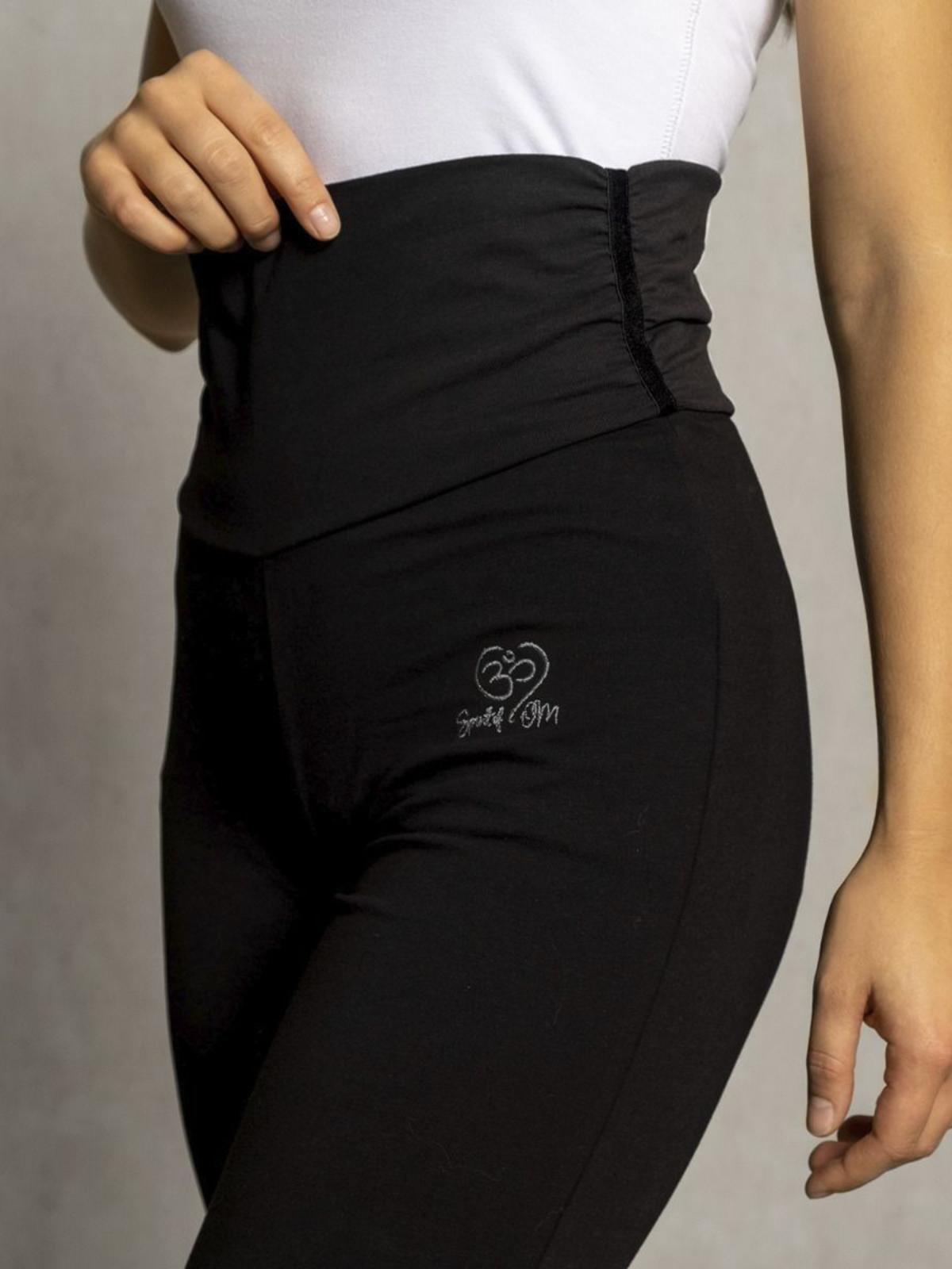 Mopas Yoga Leggings Cotton Pants With Fold Over Solid Waistband Mid Waist  Black Leggings -  Denmark