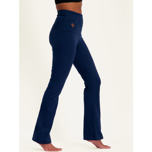 JED FASHION Women's Fold-Over Waist Flared Mineral Washed Yoga Pants 