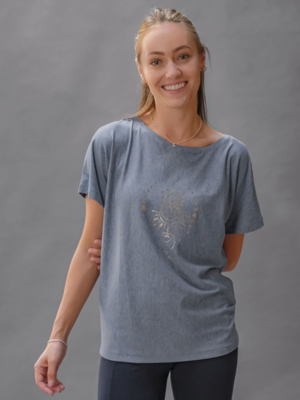 The Spirit of Om Shirt Women Blue Melange Gold (S)