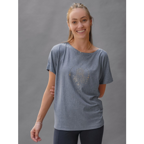 The Spirit of Om Spirit of Om - Shirt Women Blue Melange Gold