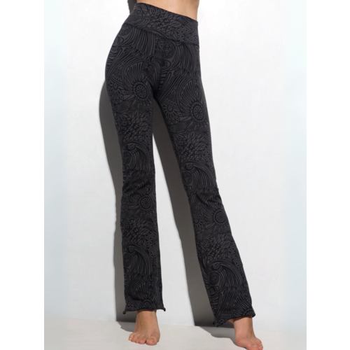 Funky Simplicity Funky Simplicity - High Waist Flared Leggings - Black Grey Tribal Eagle Flares