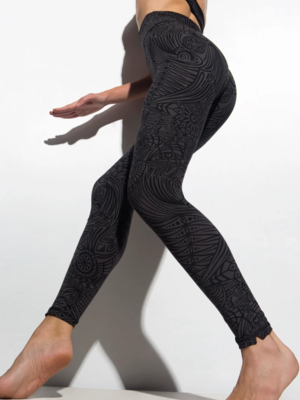 Funky Simplicity Black Grey Tribal Eagle - Super High Waist Leggings (XS/S/M/L/XL)