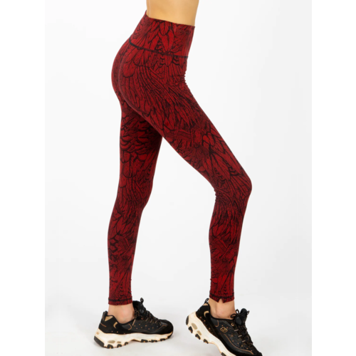 Funky Simplicity Funky Simplicity - High Waist Leggings - Red Black Feather