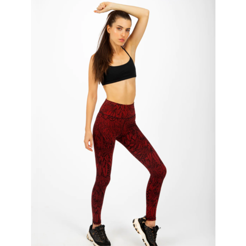 Funky Simplicity Funky Simplicity - High Waist Leggings - Red Black Feather