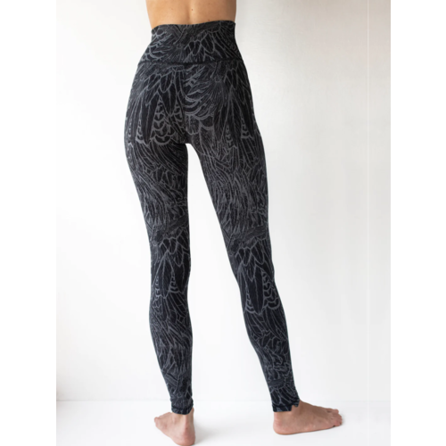 Funky Simplicity Funky Simplicity - High Waist Leggings - Black Grey Feather