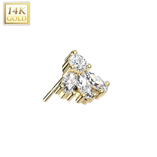 Gold 3 Marquise Zirkonia Stud