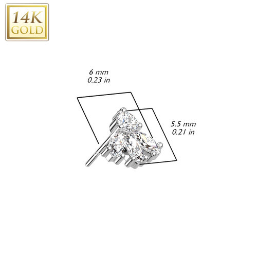 Wit Gouden 3 Marquise Zirkonia Stud