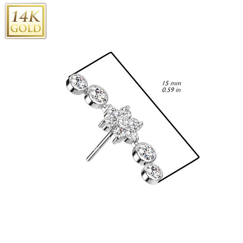 White Gold Zirkonia Flower and Round Studs Arch