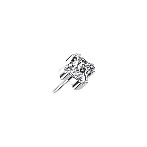 Piercing  Titanium Square Diamond Silver Small