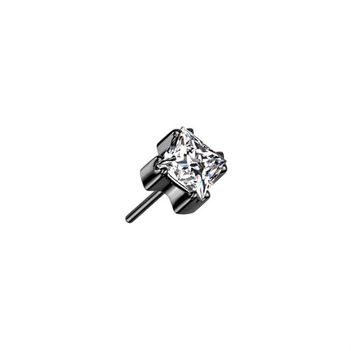 Piercing  Titanium Vierkant Diamond Zwart Klein