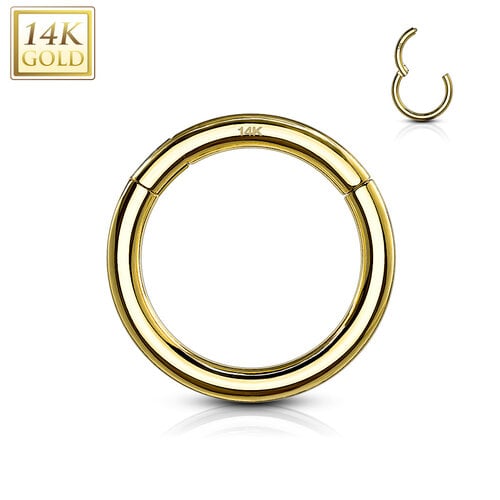 14Kt. Gold CZ Paved half Circle Hinged Hoop Rings Dia 1cm