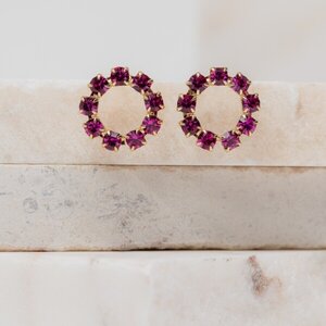 Souvenirs de pomme Lilian Fuchsia Strass Short Earrings