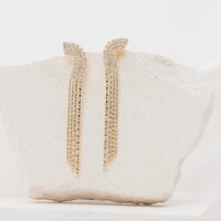 Cielo White Strass Long Earrings