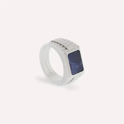 Steel & Barnett Hudson Gemstone Ring Silver & Sodalite