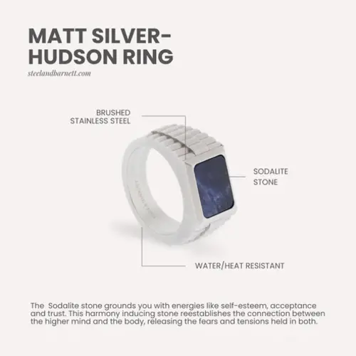 Steel & Barnett Hudson Gemstone Ring Silver & Sodalite