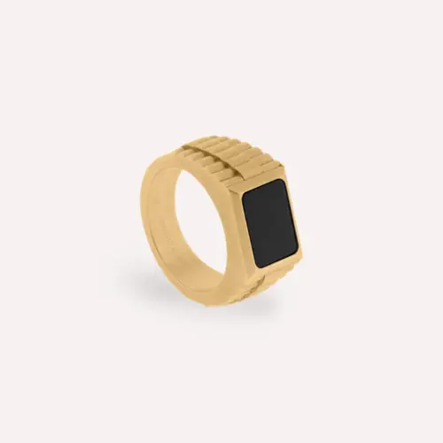 Steel & Barnett Hudson Gemstone Ring 18K Gold/Black Onyx