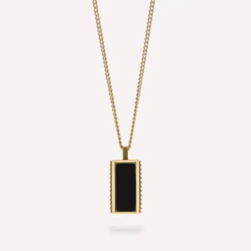 Steel & Barnett Hatton Gemstone Necklace 18K Gold/Black Onyx Adjustable 60-70cm/24-28'