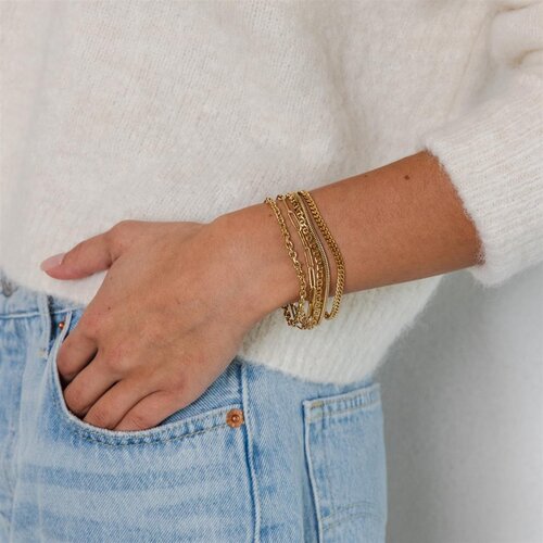 Souvenirs de pomme Fusion Fine Chains Gold Bracelet