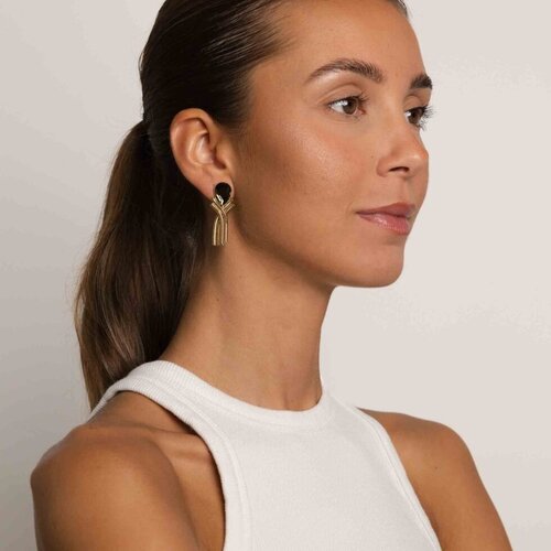 Souvenirs de pomme Isadora Antraciet Short Gold Oorbellen Souvenirs de pomme Isadora Antraciet Short Gold Oorbellen