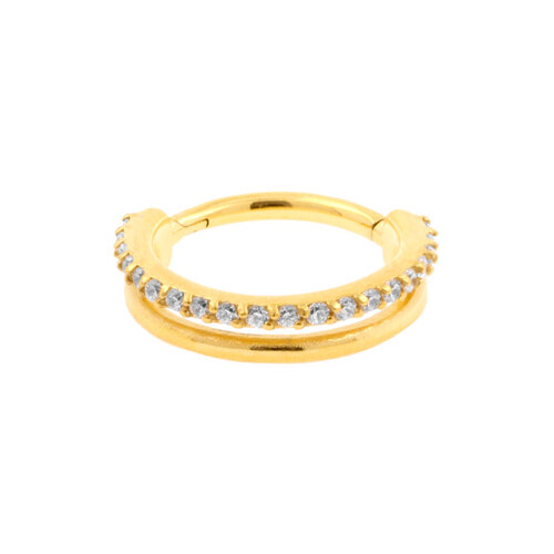 Chirurgisch Stalen Double Click Ring - Zirkonia