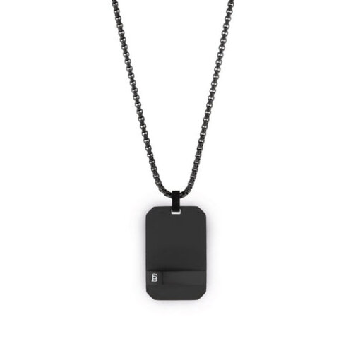 Steel & Barnett Dogtag Necklace Black Adjustable 60-70cm/24-28'