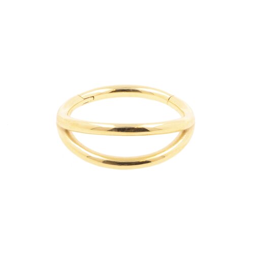 Nickel-Free Steel Click Ring – Double Hoop Gold