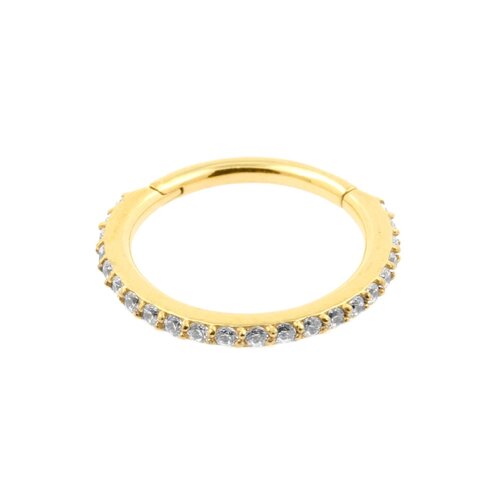 Surgical Steel Click Ring with Zirconia – Gold
