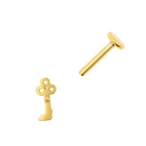 Surgical Steel Zirconia Labret Stud – Key Gold