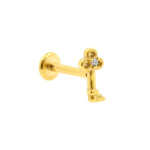 Surgical Steel Zirconia Labret Stud – Key Gold