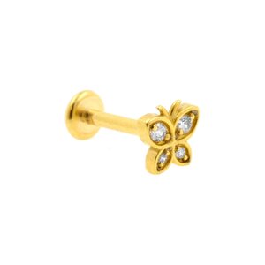 Surgical Steel Zirconia Labret Stud – Butterfly Gold