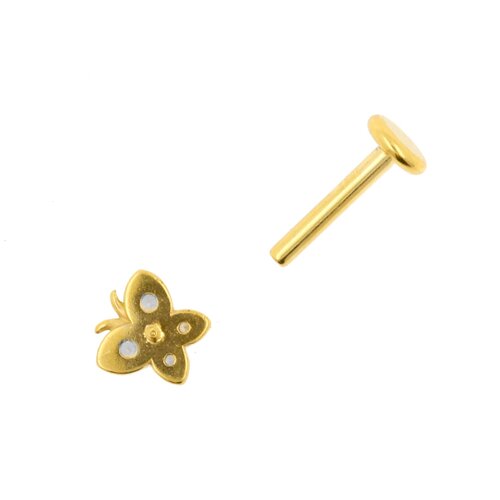 Surgical Steel Zirconia Labret Stud – Butterfly Gold