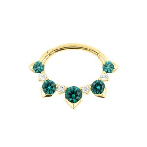 18 Karaats Gouden Daith Clicker - Pyramid Gems Dark Afghan Tourmaline 18 Karaats Gouden Daith Clicker - Pyramid Gems Dark Afghan Tourmaline